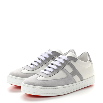 Hermes Epsom Suede Boomerang Sneakers 35.5 White Gris 3 of 8