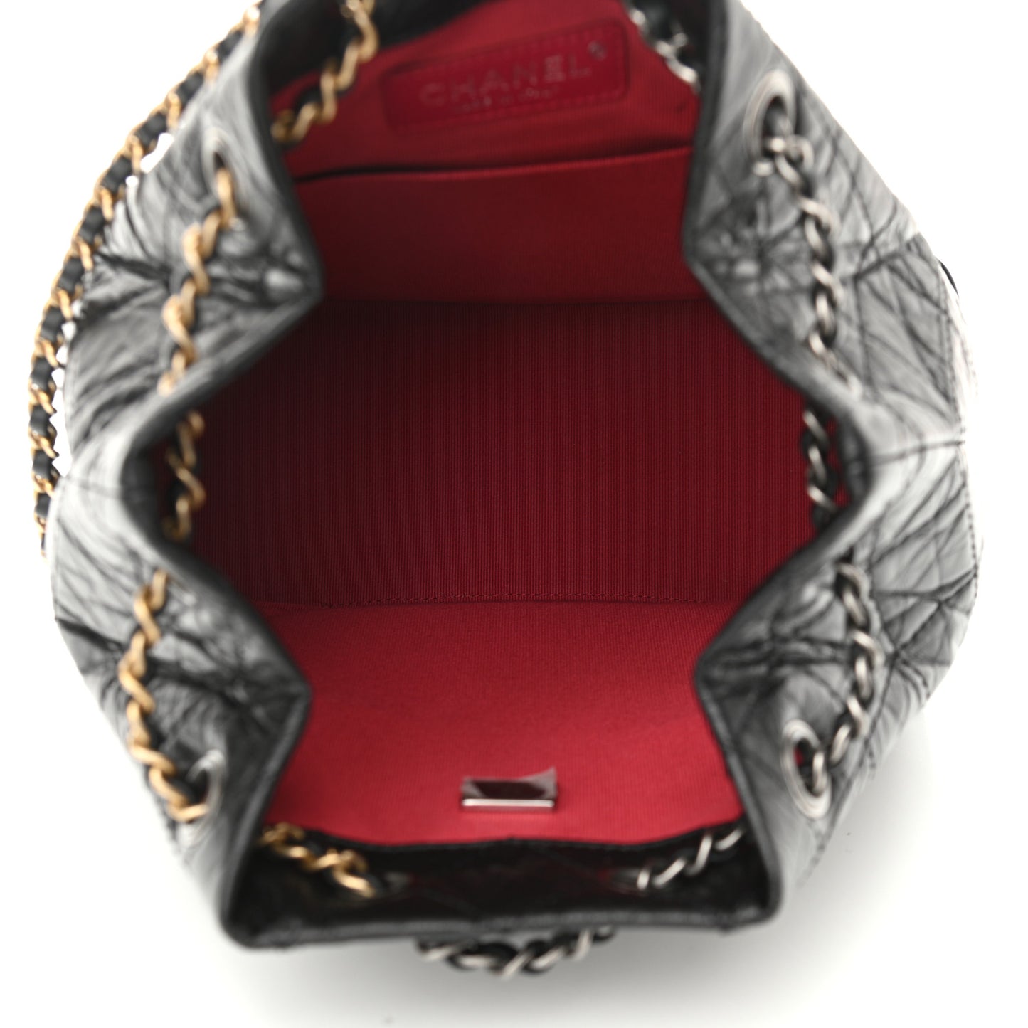 Aged Calfskin Quilted Small Gabrielle Backpack Black