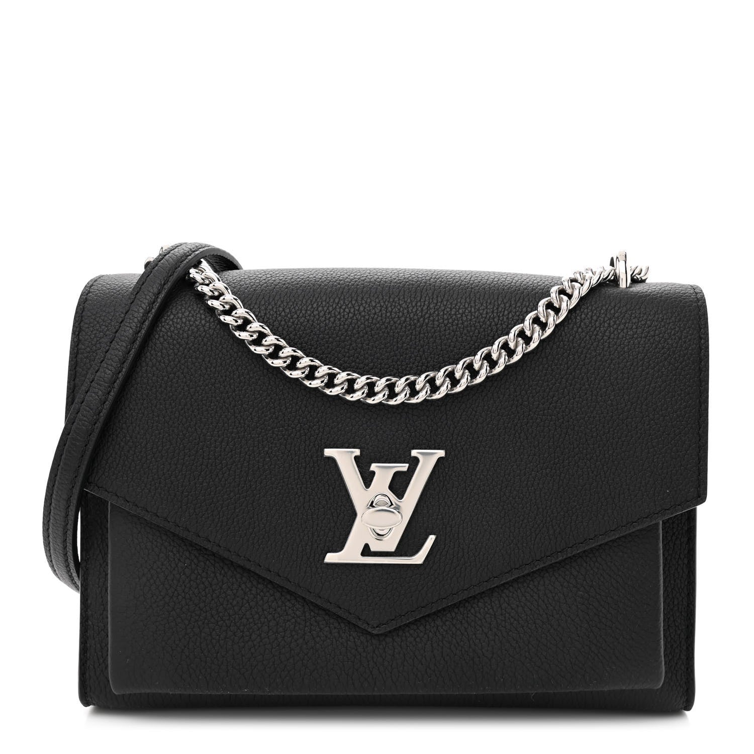Louis Vuitton Soft Calfskin Mylockme Chain Bag BB Black 1 of 10