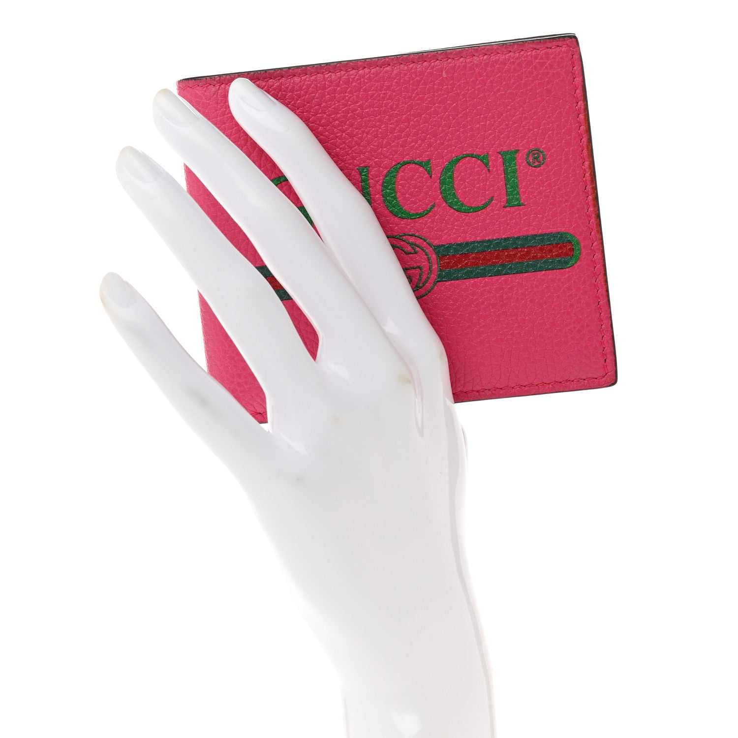Gucci Grained Calfskin Logo Bi-Fold Wallet Box Pink Green 5 of 7