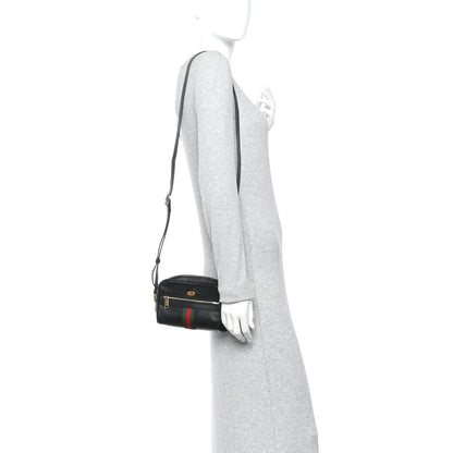 Gucci Calfskin Web Mini Ophidia Shoulder Bag Black 2 of 12