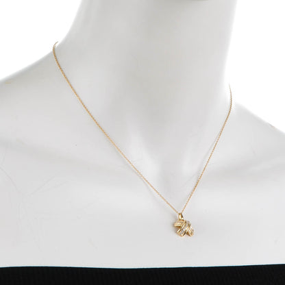 Tiffany 18K Yellow Gold Diamond Signature X Pendant Necklace 2 of 5