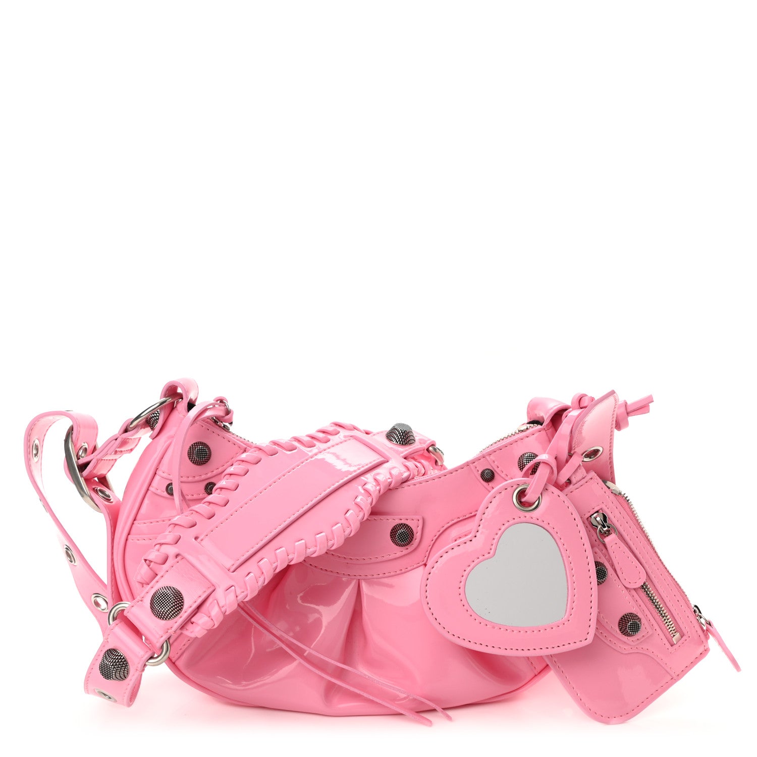 Balenciaga Patent Faux Leather Le Cagole Shoulder Bag XS Sweet Pink 1 of 9