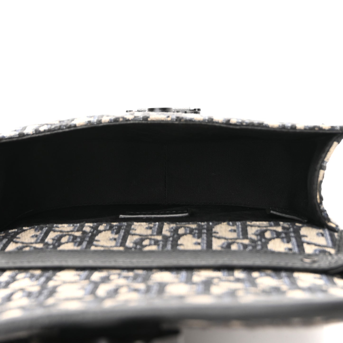 Oblique Grained Calfskin Mini Gallop Bag With Strap Black Beige