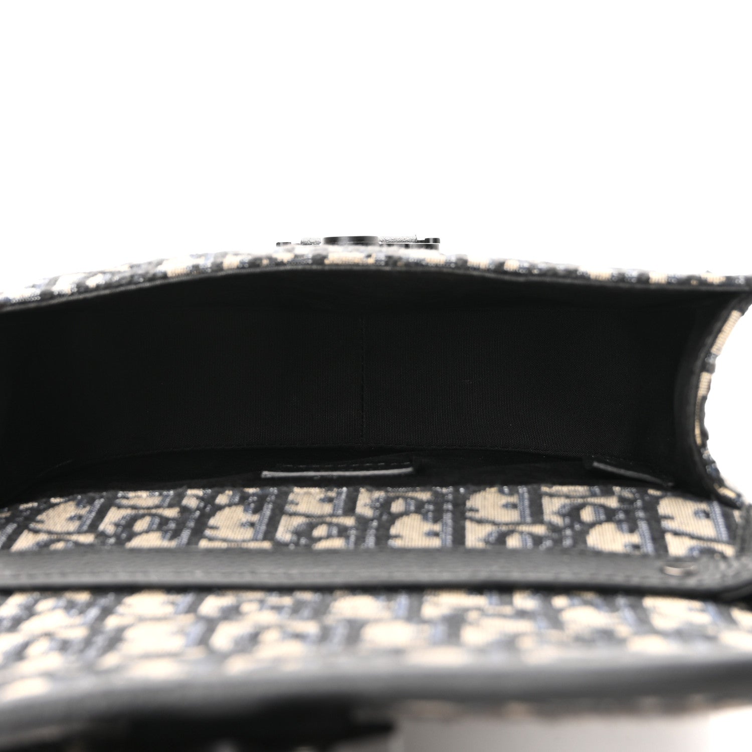 Christian Dior Oblique Grained Calfskin Mini Gallop Bag With Strap Black Beige 5 of 11