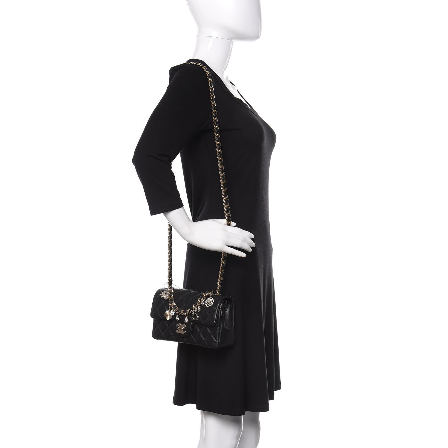 Chanel Lambskin Quilted Mini Coco Charms Rectangular Flap Black 2 of 11