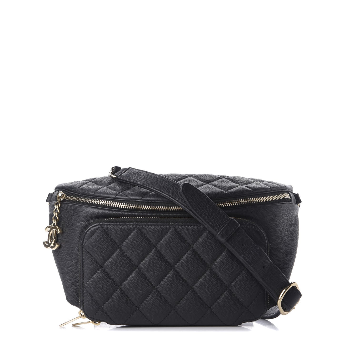 Caviar Quilted Business Affinity Waist Belt Bag Black
