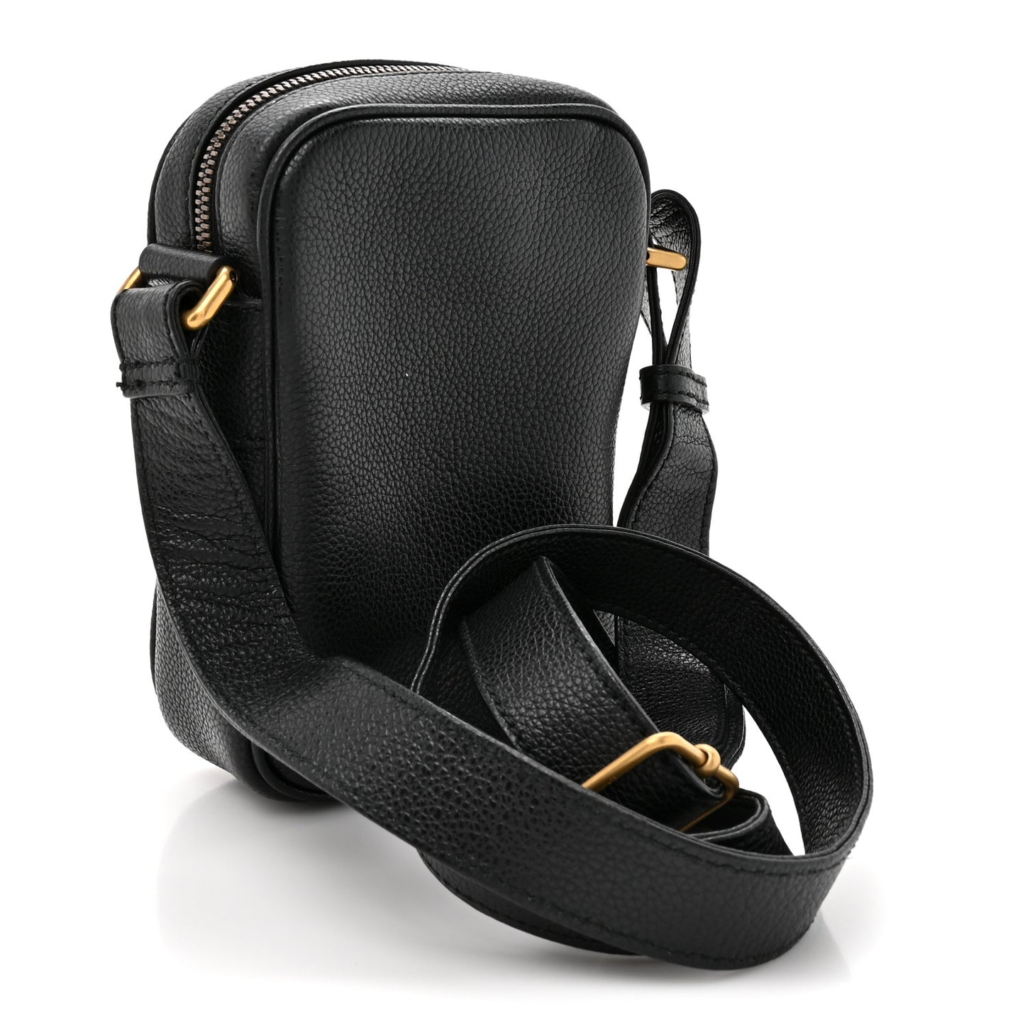 Grained Calfskin Mini Logo Messenger Bag Black