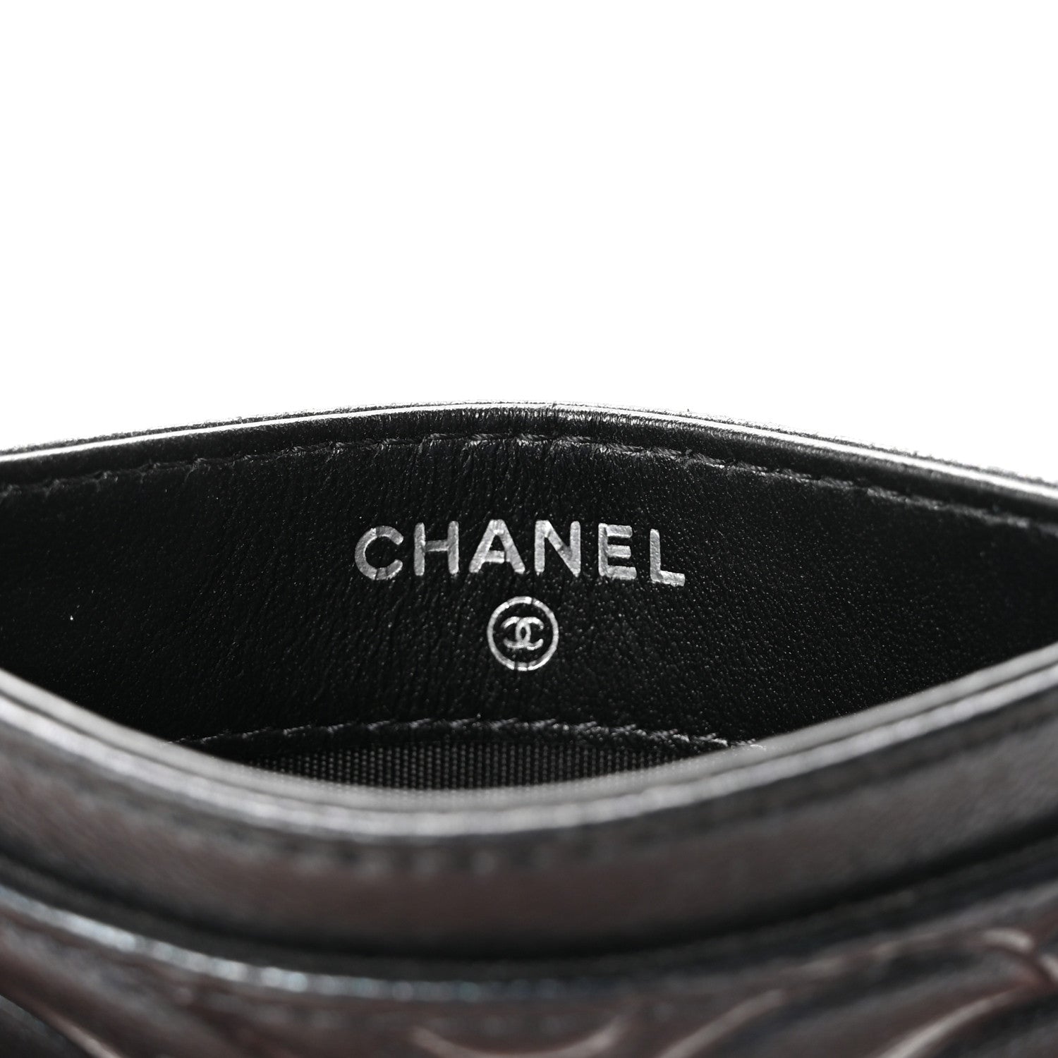 Chanel Lambskin Camellia Embossed Card Holder Black 6 of 8