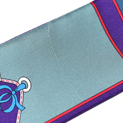Hermes Silk Camails Twilly Scarf Violet Azure Celado 5 of 5