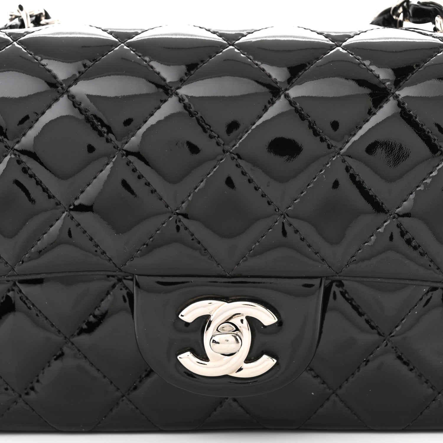 Chanel Patent Calfskin Quilted Mini Rectangular Flap Black 8 of 15
