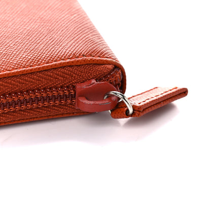 Prada Saffiano Metal Zip Around Wallet Rame 17 of 18