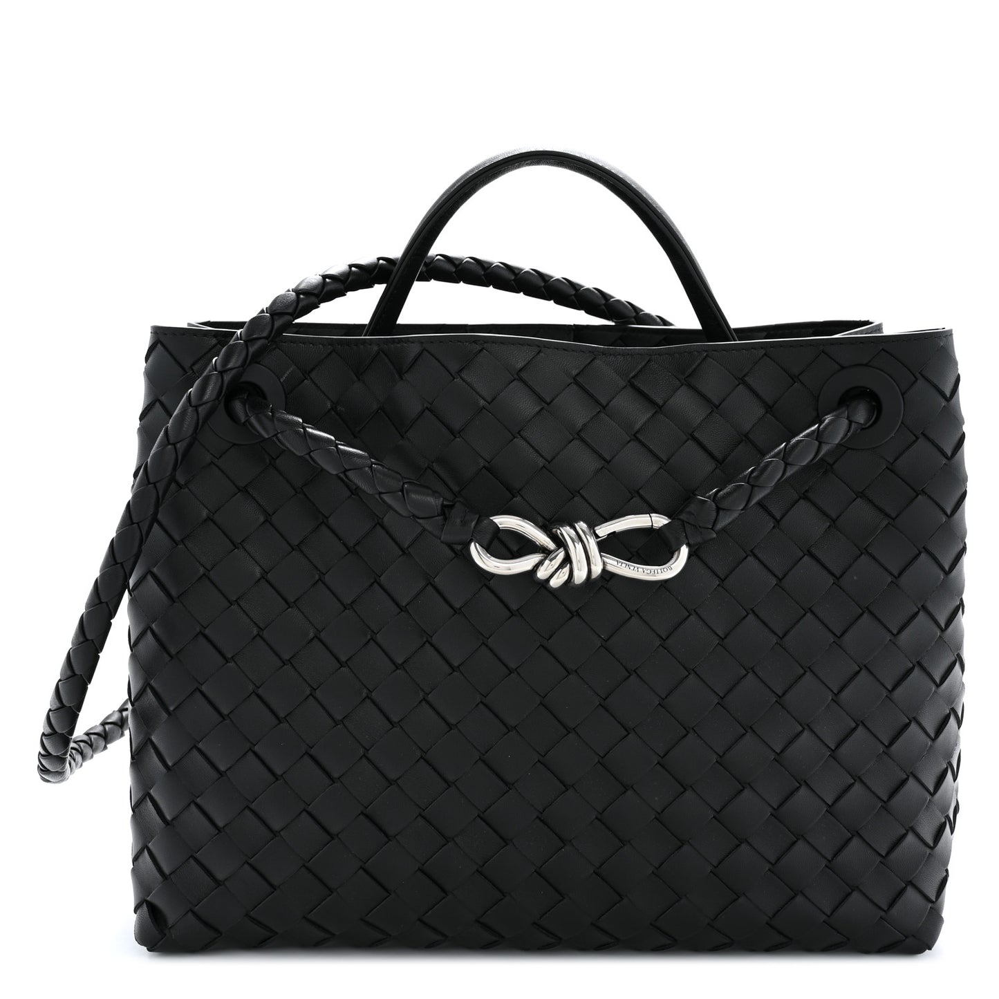 Nappa Intrecciato Medium Andiamo Shoulder Bag Black