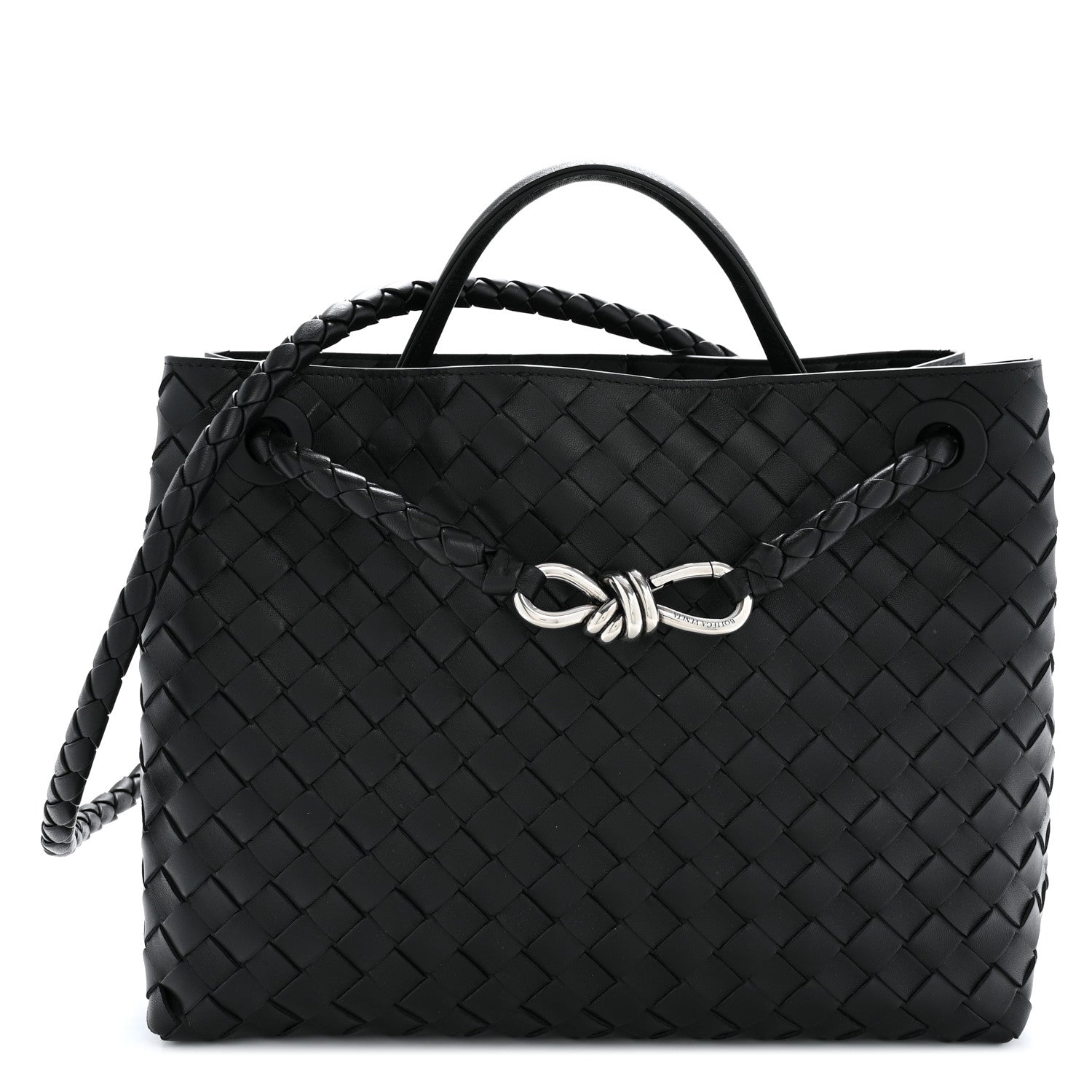 Bottega Veneta Nappa Intrecciato Medium Andiamo Shoulder Bag Black 1 of 9