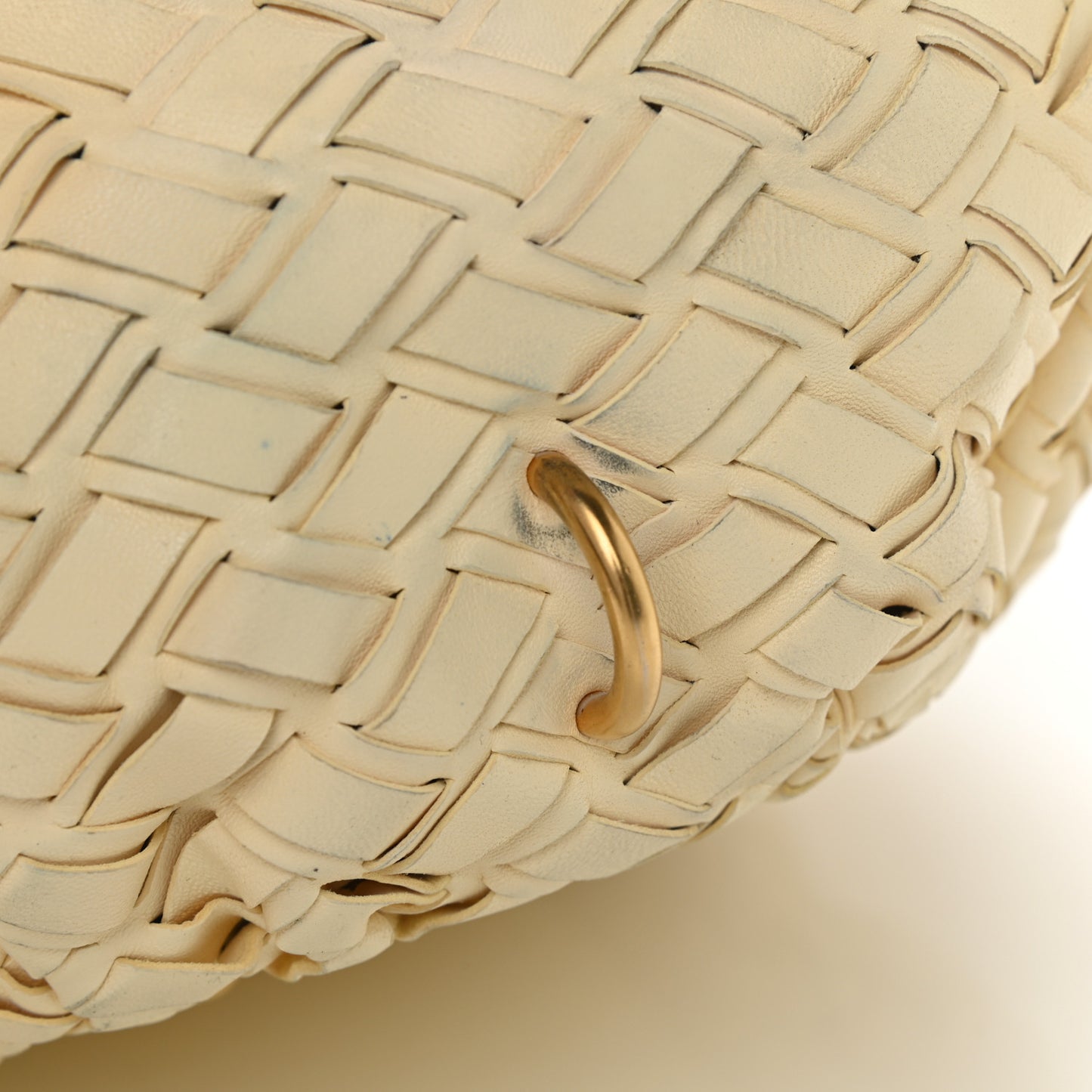 Nappa Woven Top Handle Satchel Beige