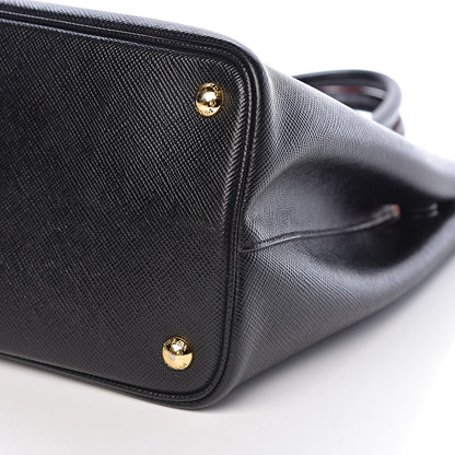Prada Saffiano Cuir Medium Double Bag Black Fuoco 12 of 13