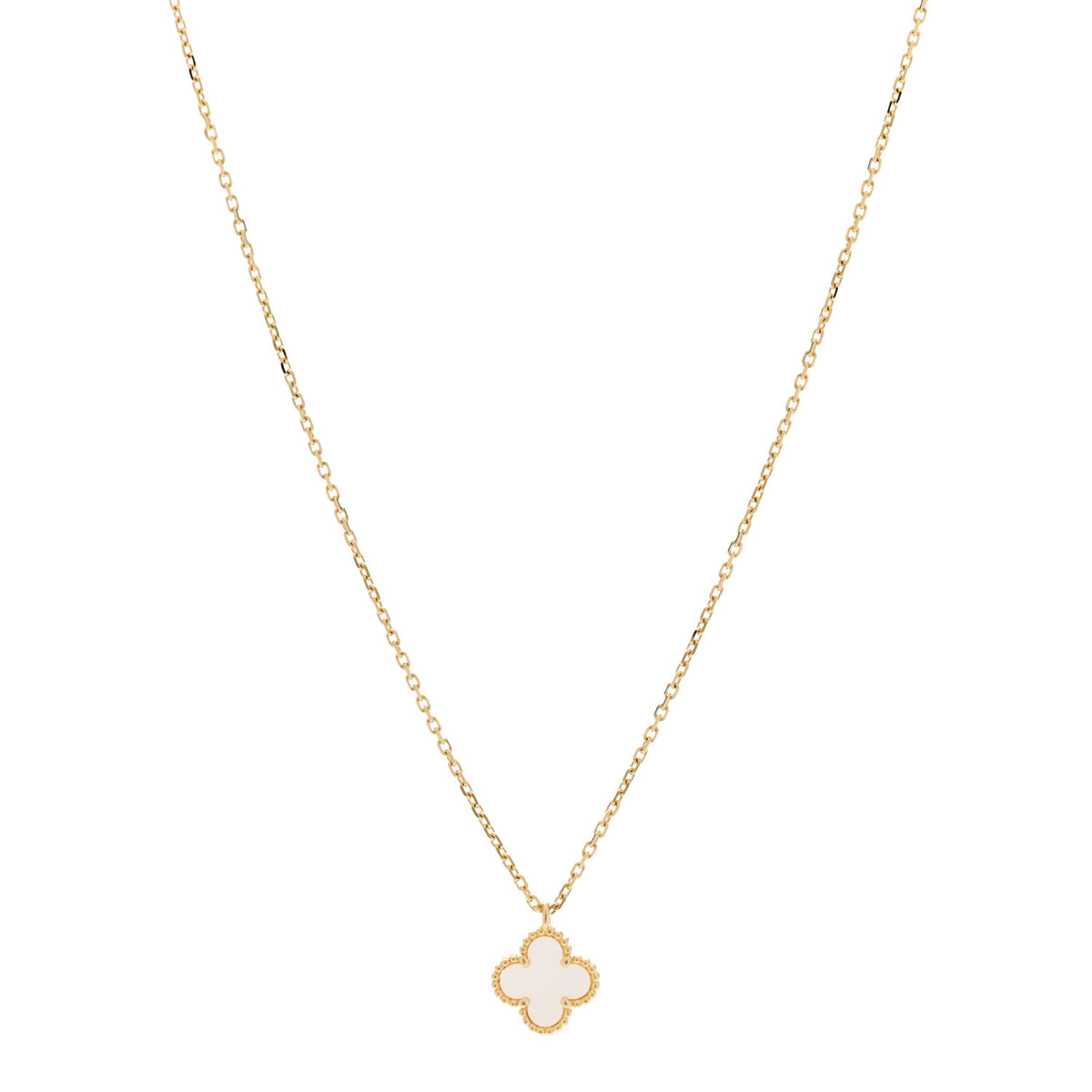 18K Yellow Gold Mother of Pearl Sweet Alhambra Pendant Necklace