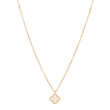 Van Cleef & Arpels 18K Yellow Gold Mother of Pearl Sweet Alhambra Pendant Necklace 1 of 6