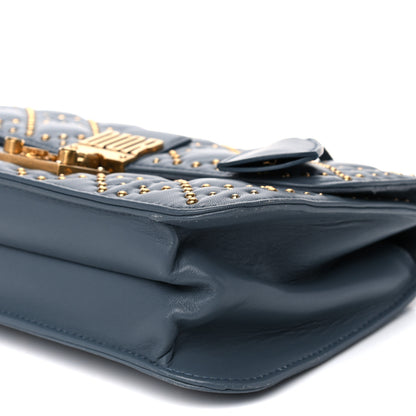 Christian Dior Lambskin Cannage Studded Large Dioraddict Flap Bag Grey Blue 9 of 13