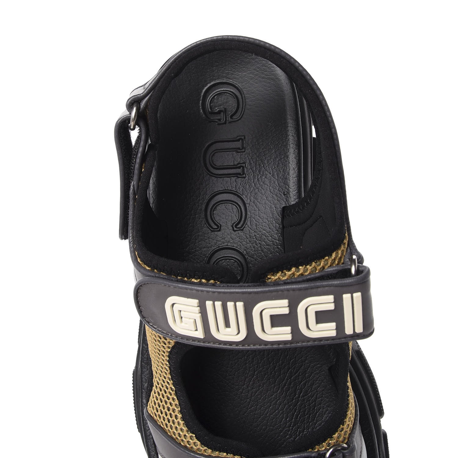 Gucci X SEGA Nappa Mesh Mens Aguru Sandals 11 Loess Black 6 of 9