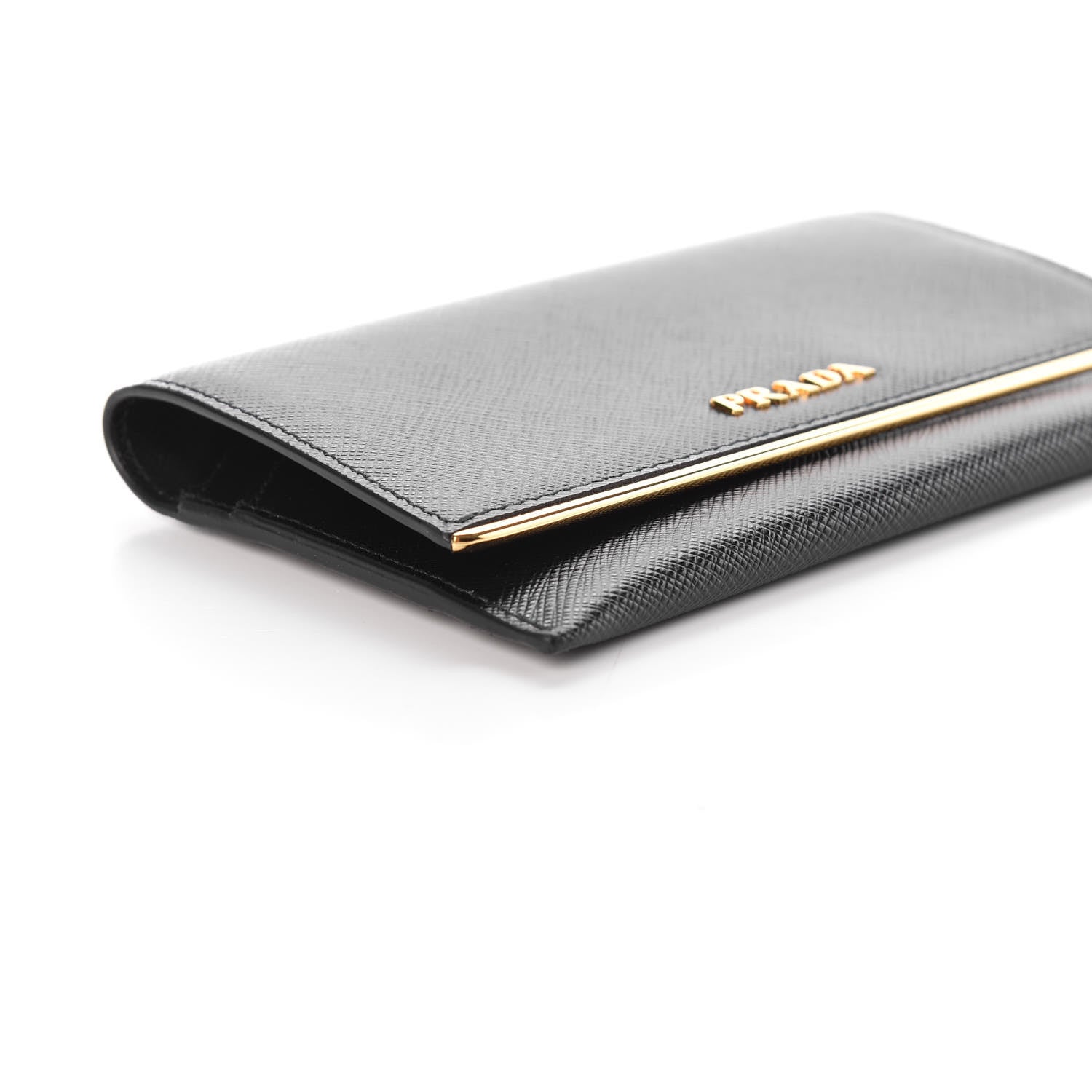 Prada Saffiano Metal Bar Flap Wallet Black 8 of 10