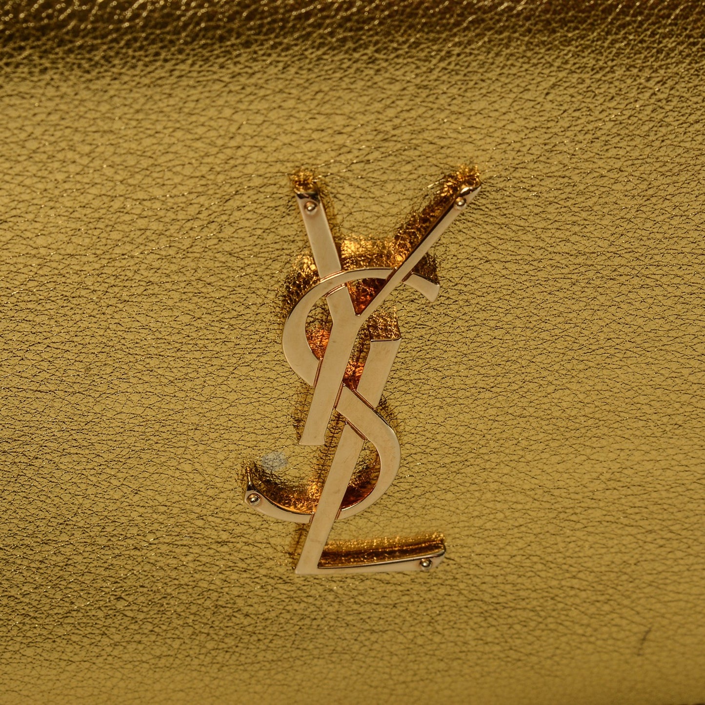 Metallic Calfskin Monogram Chain Wallet Gold