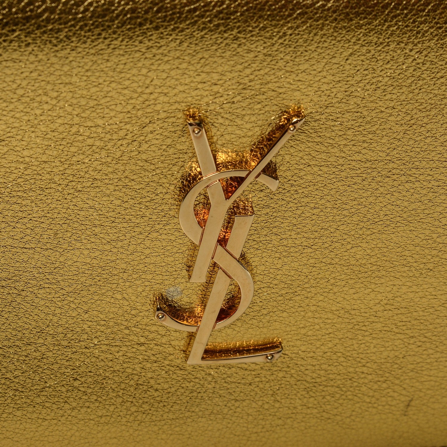 Saint Laurent Metallic Calfskin Monogram Chain Wallet Gold 5 of 7