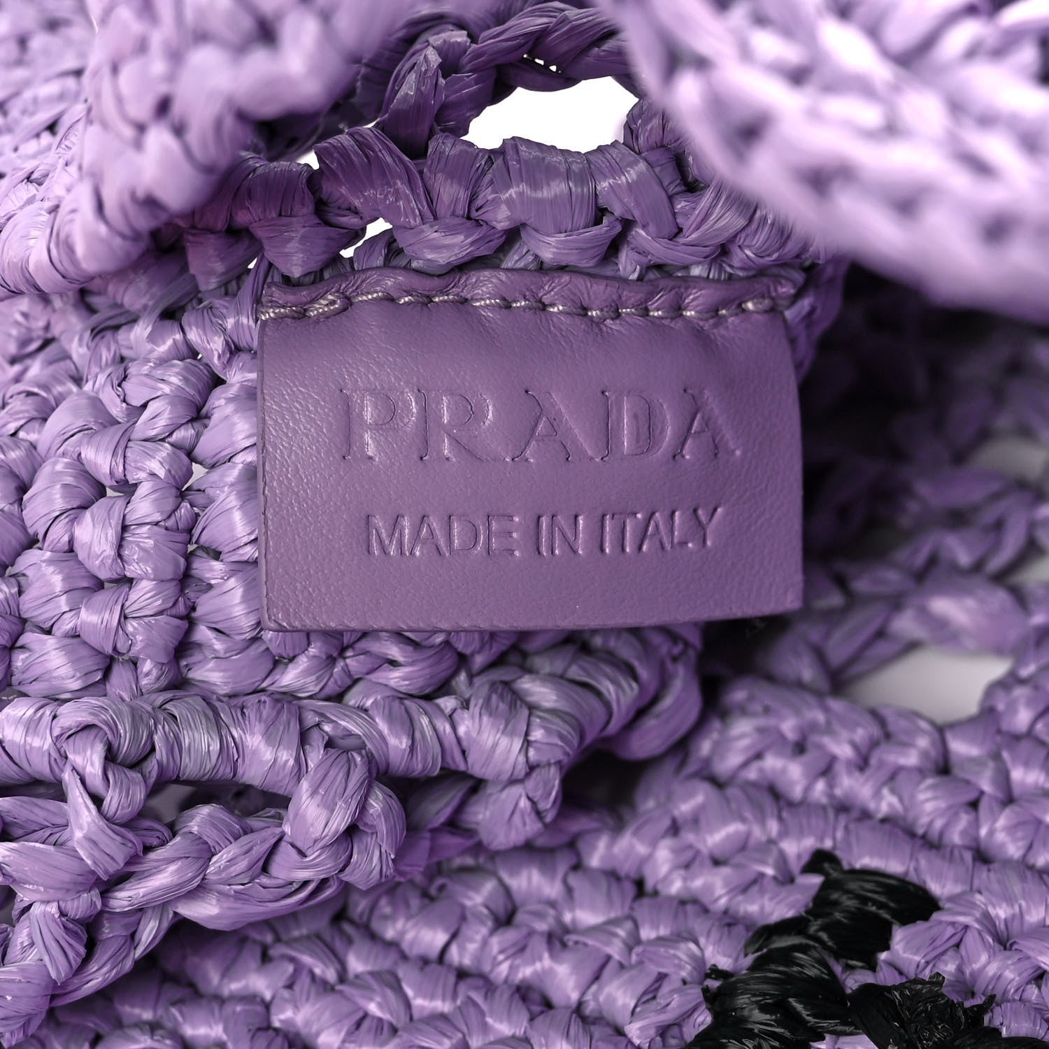 Prada Yarn Raffia Effect Crochet Logo Embroidered Tote Bag Lilium 6 of 11