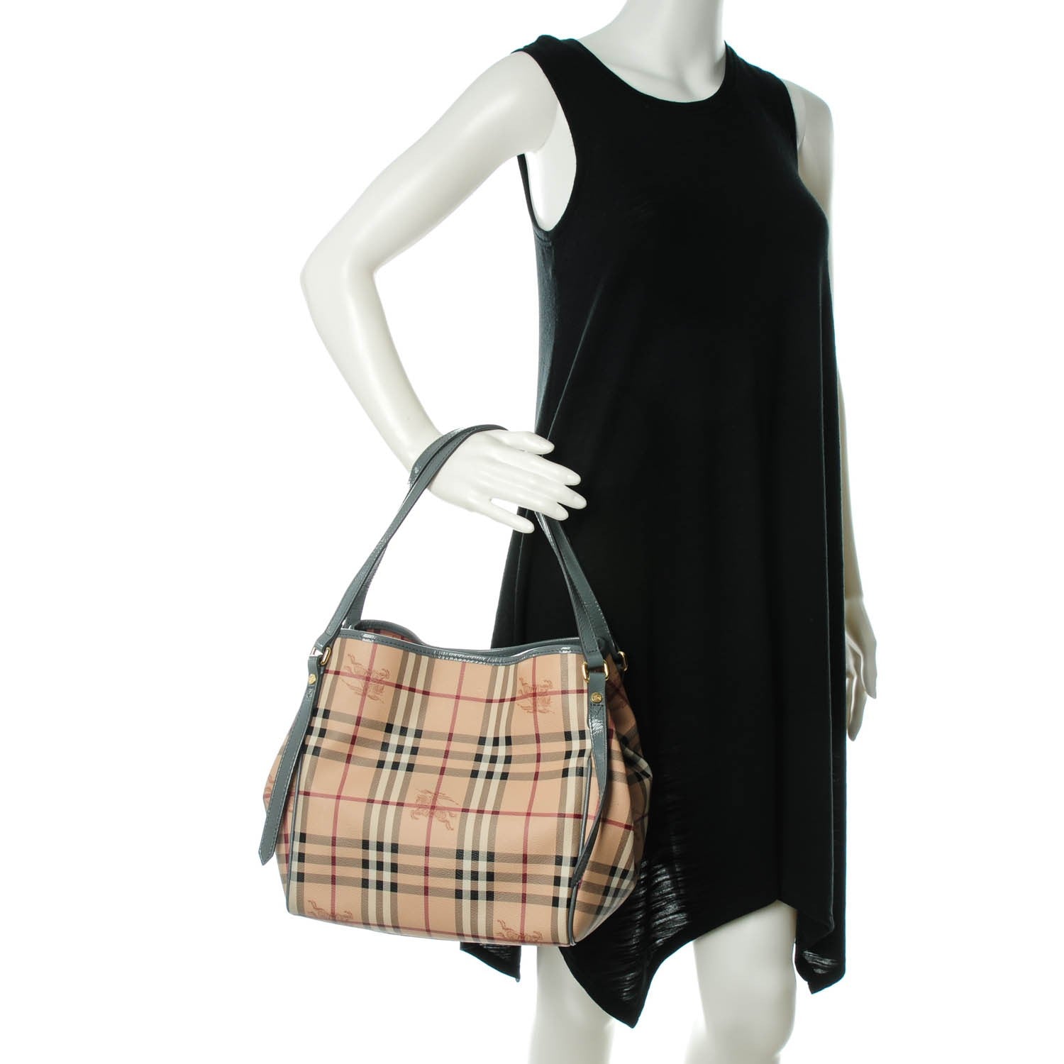 Burberry Haymarket Check Small Canterbury Tote Eucalyptus Grey 2 of 7