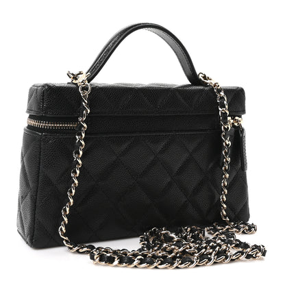 Chanel Caviar Quilted Top Handle Slim Vanity With Chain Black 3 of 11