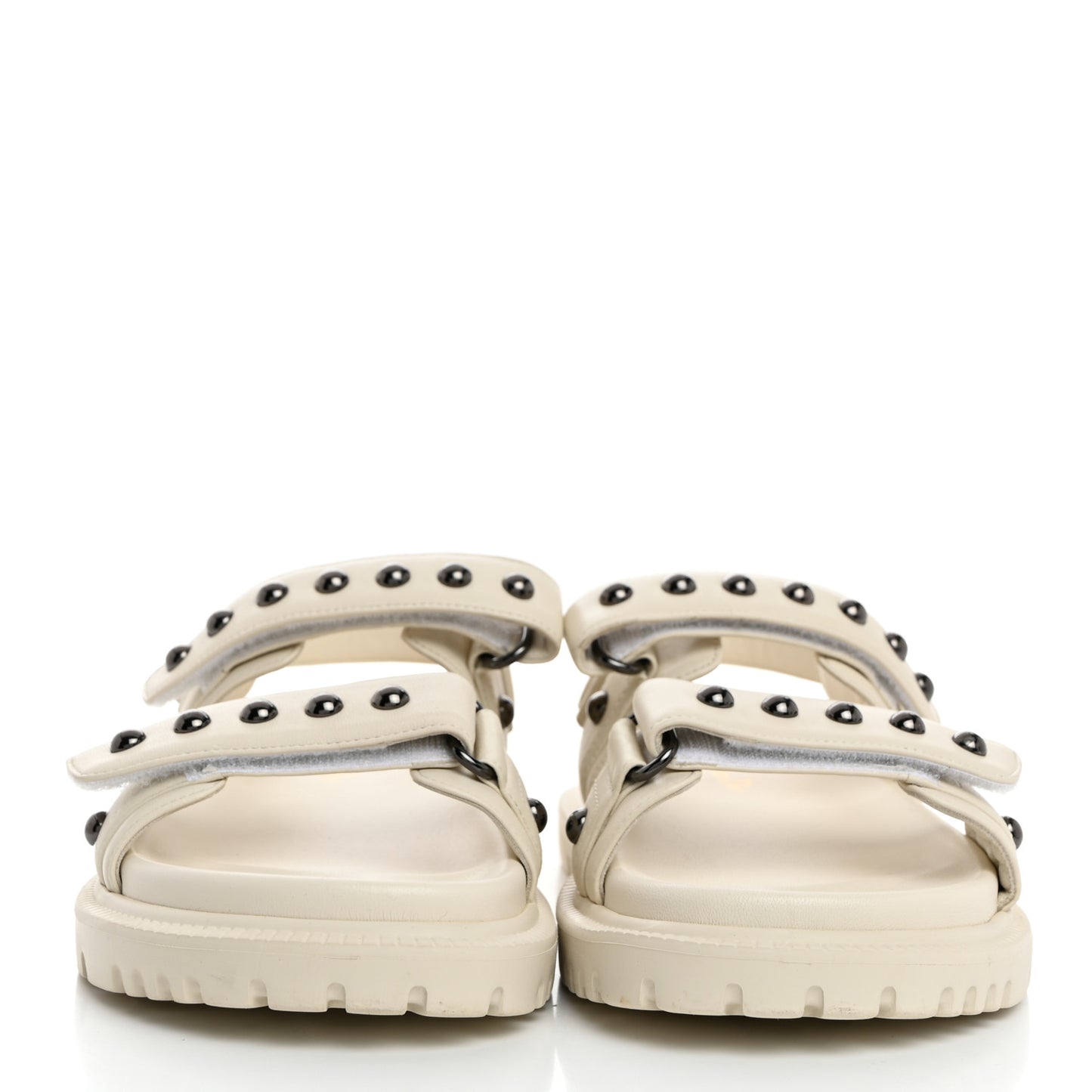 Lambskin Studded Dioract 10mm Sandals 36.5 Off White