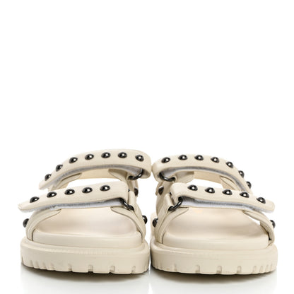 Christian Dior Lambskin Studded Dioract 10mm Sandals 36.5 Off White 2 of 9