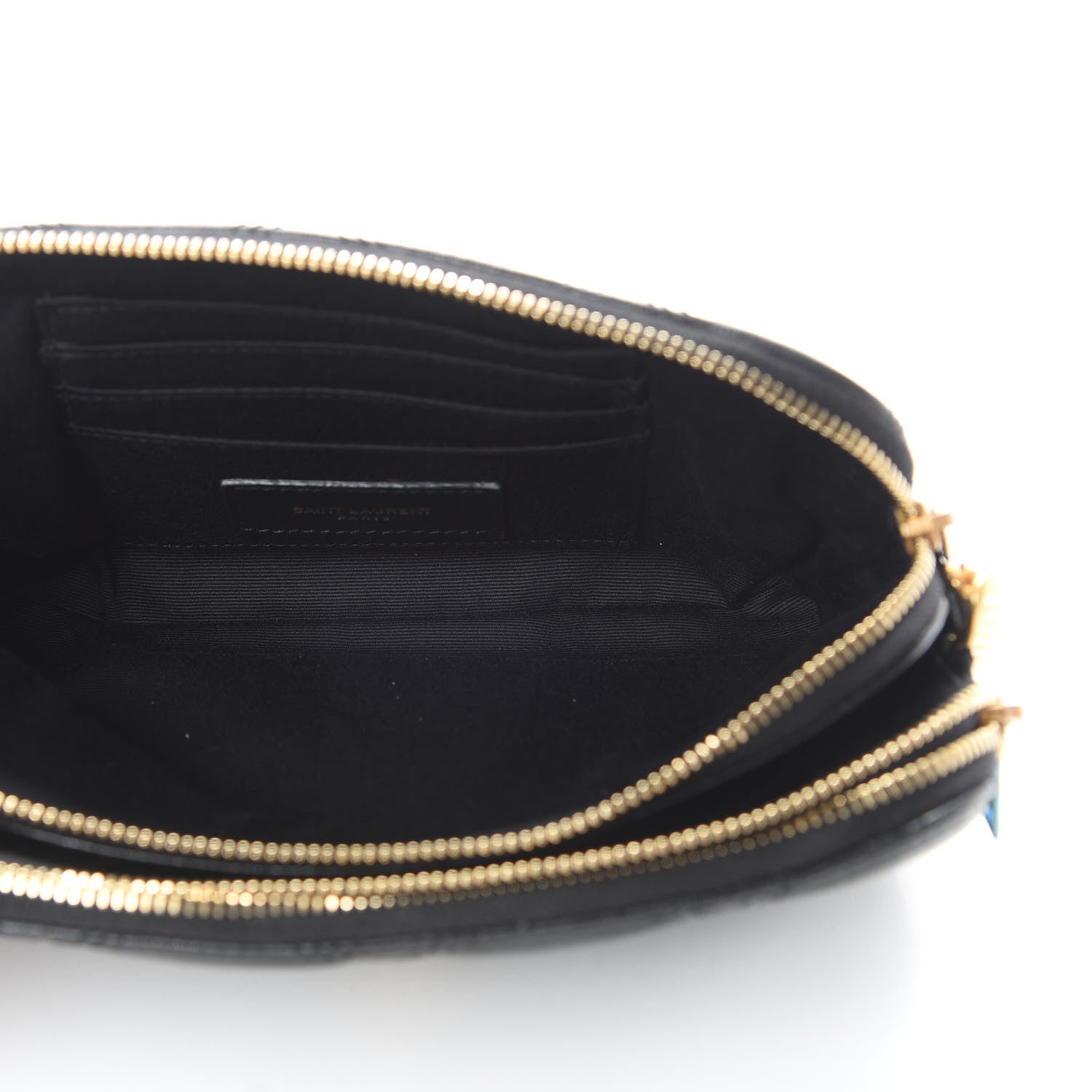 Saint Laurent Grained Lambskin Quilted Mini Becky Double Zip Bag Black 5 of 12