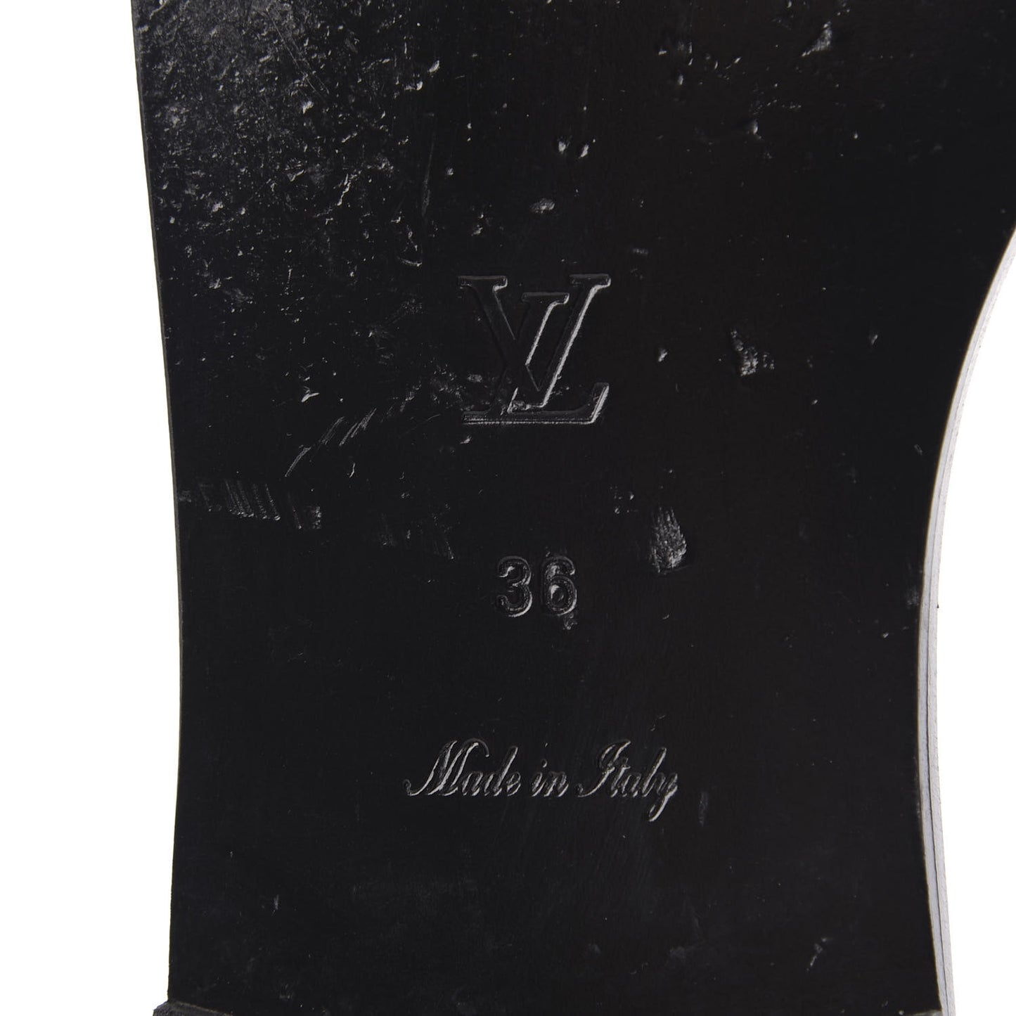Patent Calfskin Monogram LV Black Heart Flat Mules 36 Cacao