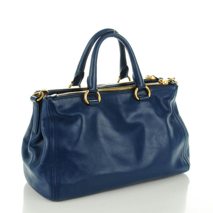 Prada Soft Calf Double Zip Shoulder Bag Bleuette 3 of 8