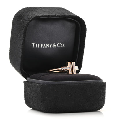 Tiffany 18K Rose Gold Diamond Mother of Pearl T Wire Ring 57 8 5 of 5