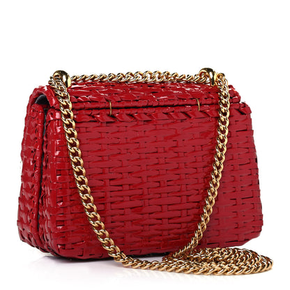 Gucci Glazed Wicker Mini Cestino Shoulder Bag Red 2 of 4