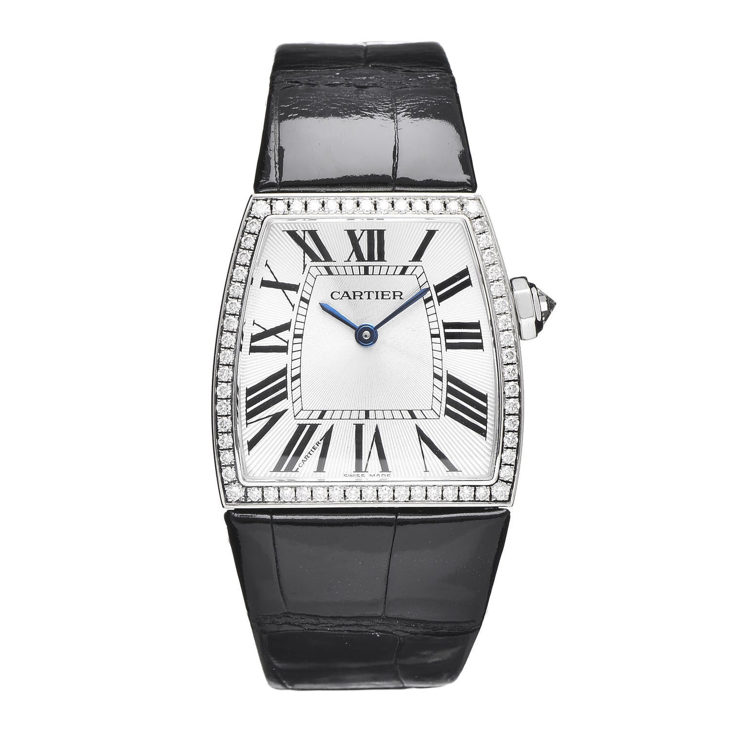 18K White Gold Alligator Diamond Bezel 28mm La Dona Quartz Watch