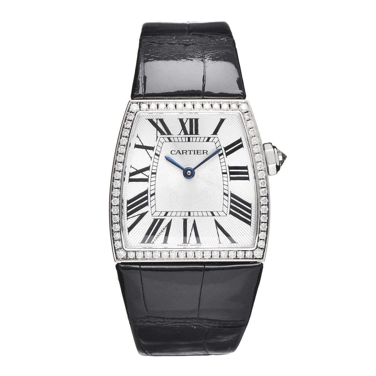 Cartier 18K White Gold Alligator Diamond Bezel 28mm La Dona Quartz Watch 1 of 13