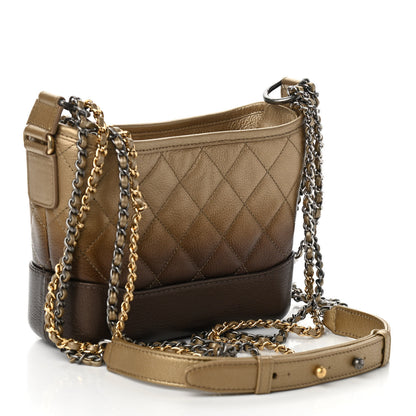 Chanel Metallic Goatskin Quilted Small Gabrielle Hobo Gold Bronze 3 of 17