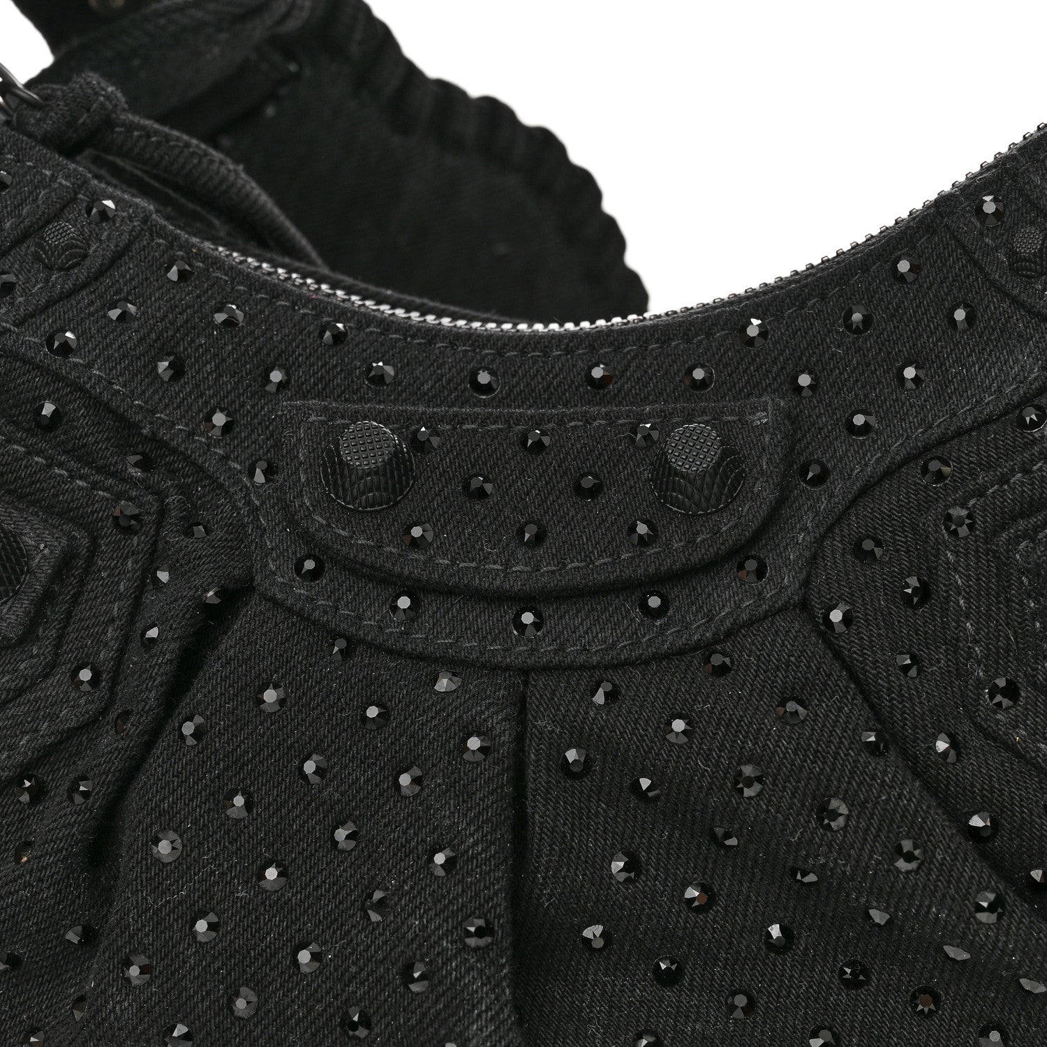 Balenciaga Denim Embellished Le Cagole Shoulder Bag XS Black 8 of 10