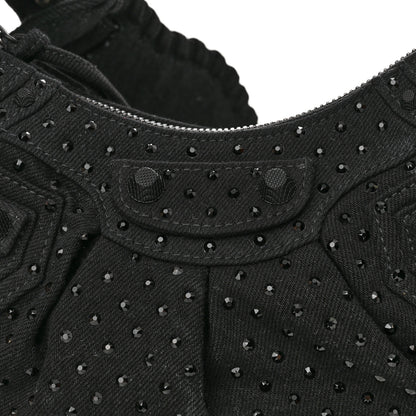 Balenciaga Denim Embellished Le Cagole Shoulder Bag XS Black 8 of 10