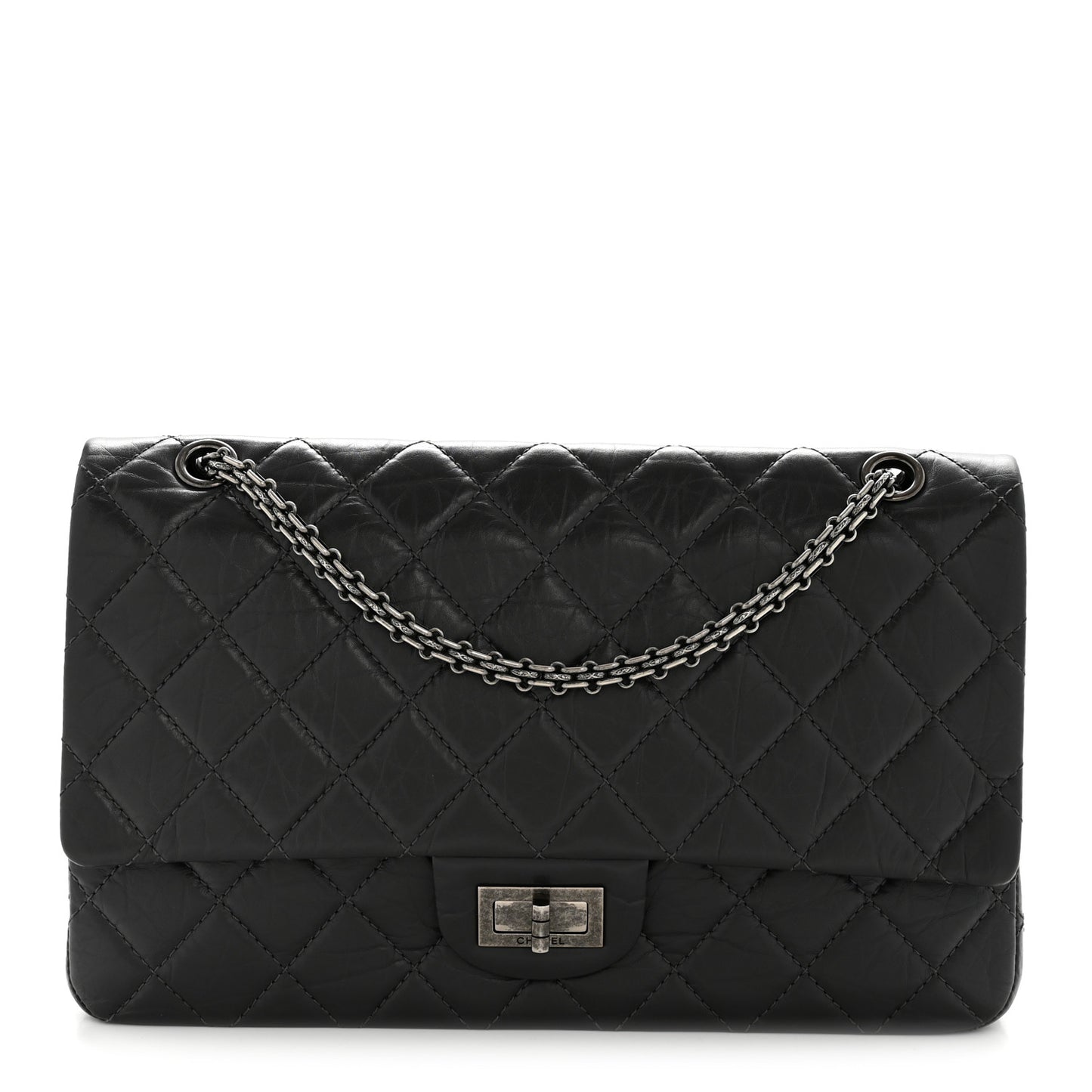 Aged Calfskin Quilted 2.55 Reissue 227 Flap Dark Grey