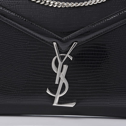 Saint Laurent Calfskin Lizard Embossed Monogram Cassandra Chain Wallet Black 9 of 9