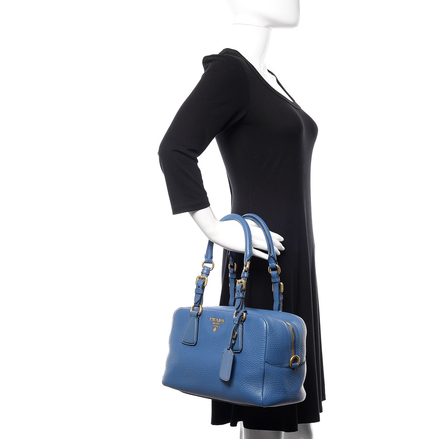 Prada Vitello Daino Bowler Cobalto 2 of 11