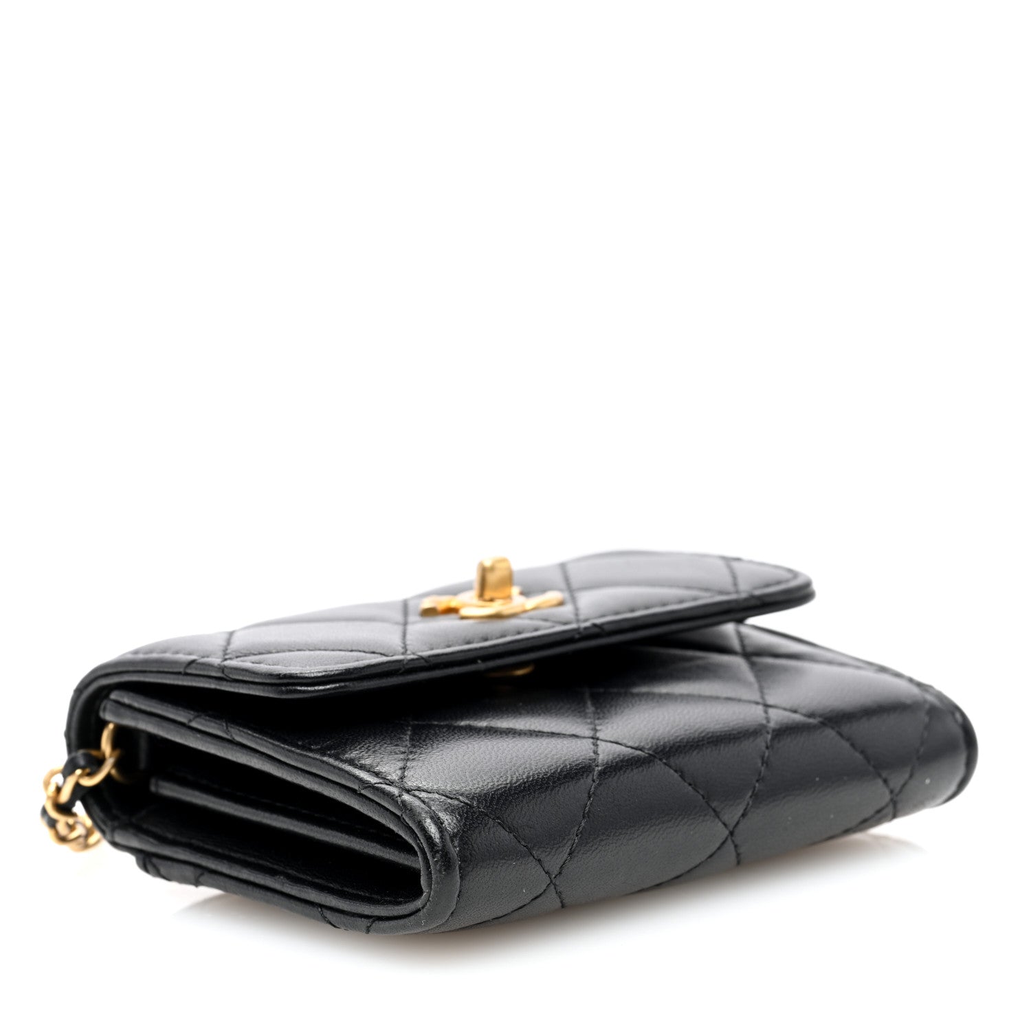Chanel Lambskin Quilted Pearl Crush Clutch With Chain Black 4 of 9