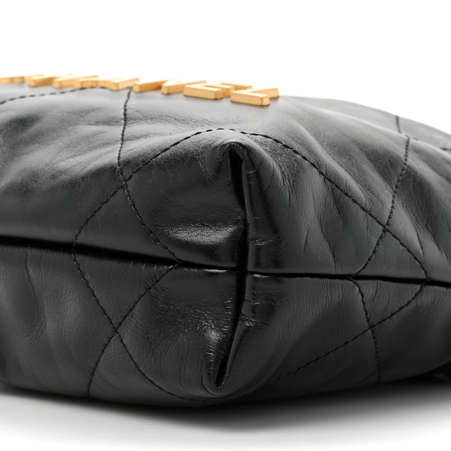 Shiny Calfskin Quilted Mini Chanel 22 Black