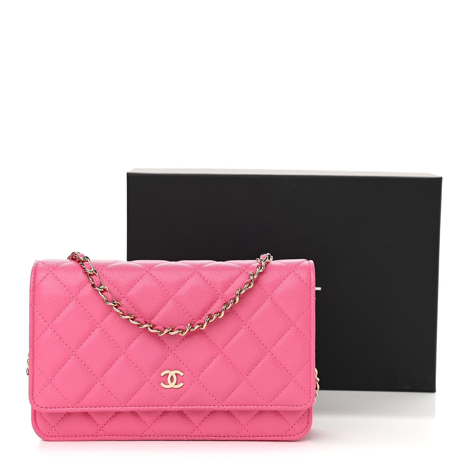 Chanel Caviar Quilted Wallet on Chain WOC Pink 14 of 14