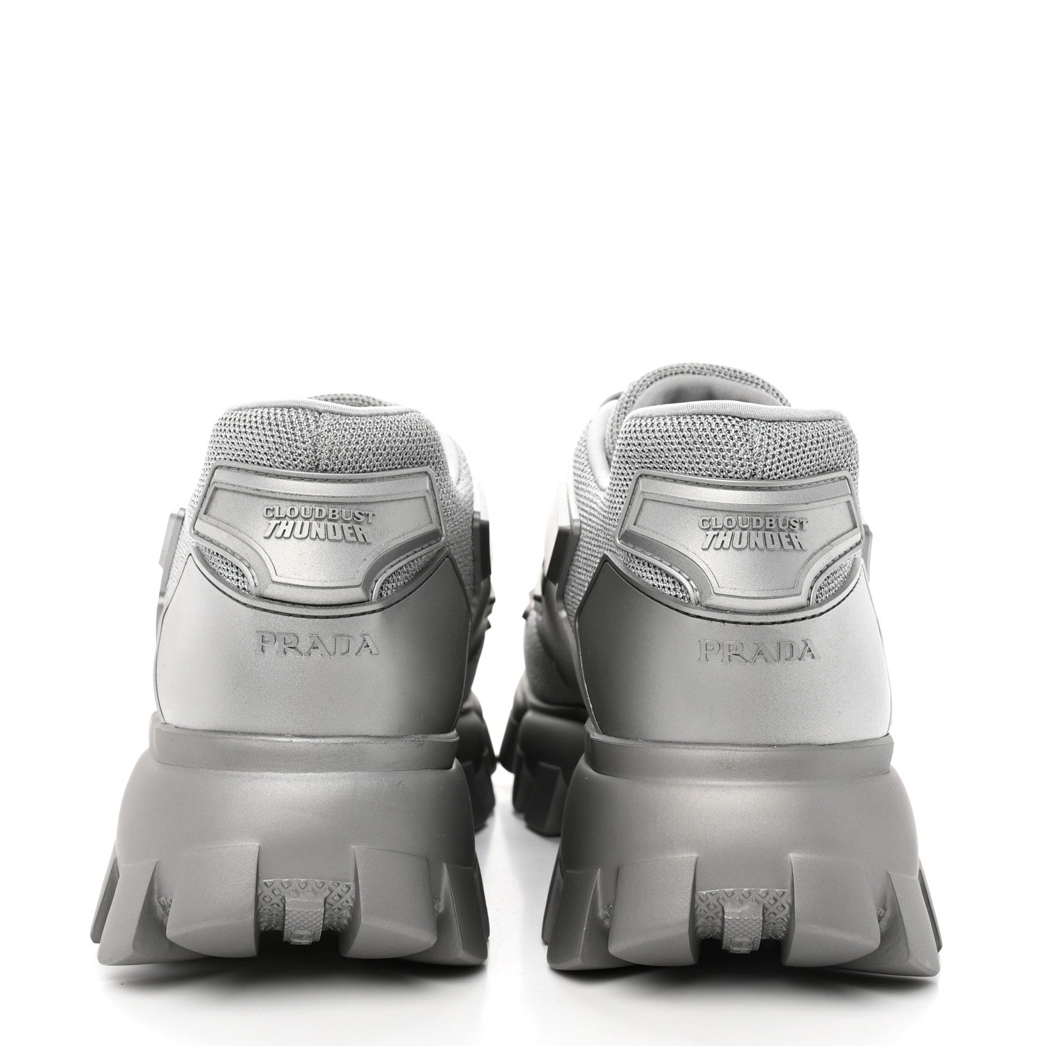 Prada Rubber Technical Knit Fabric Cloudbust Thunder Sneakers 40 Argento 5 of 17