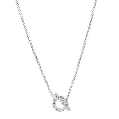 Hermes 18K White Gold Diamond Finesse Pendant Necklace 1 of 6